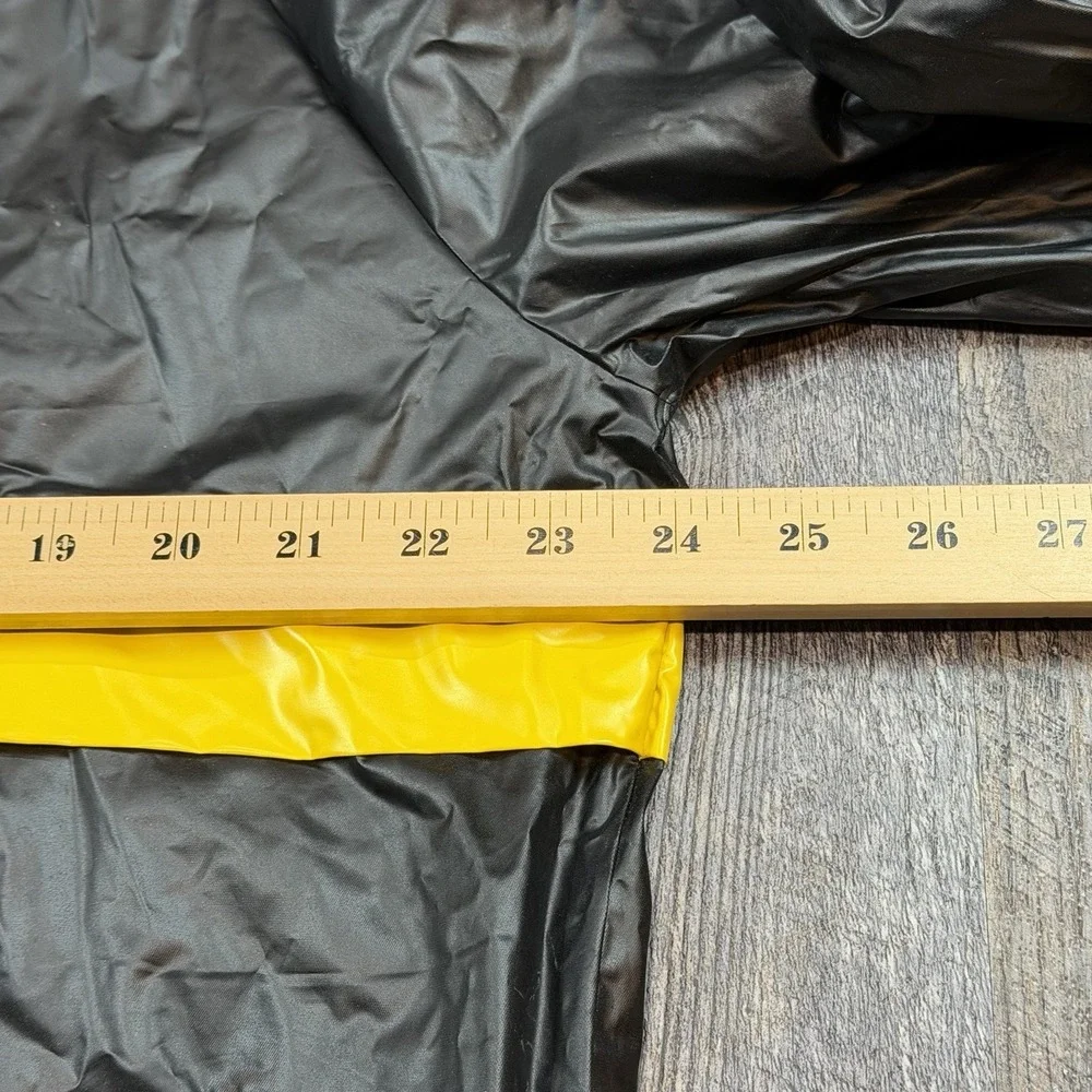 Fossil Authentic PVC Hooded Rain Jacket Black Yellow Stripe Full Zip Mens Medium